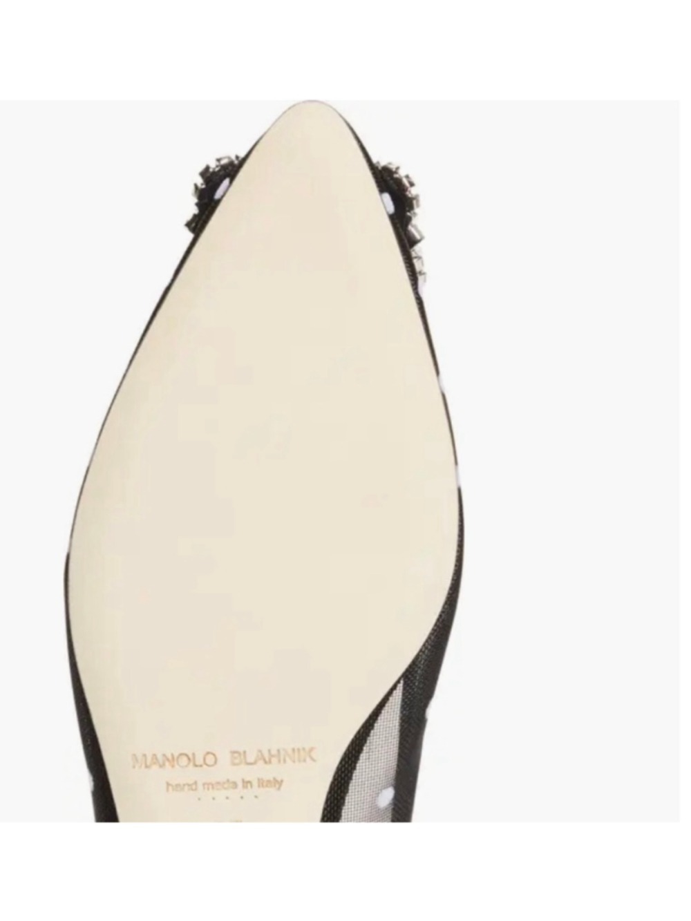 Manolo Blahnik Hangisi Black Polka Dot Mesh Crystal Buckle Flats 40 (9.5-10) - Picture 6 of 9